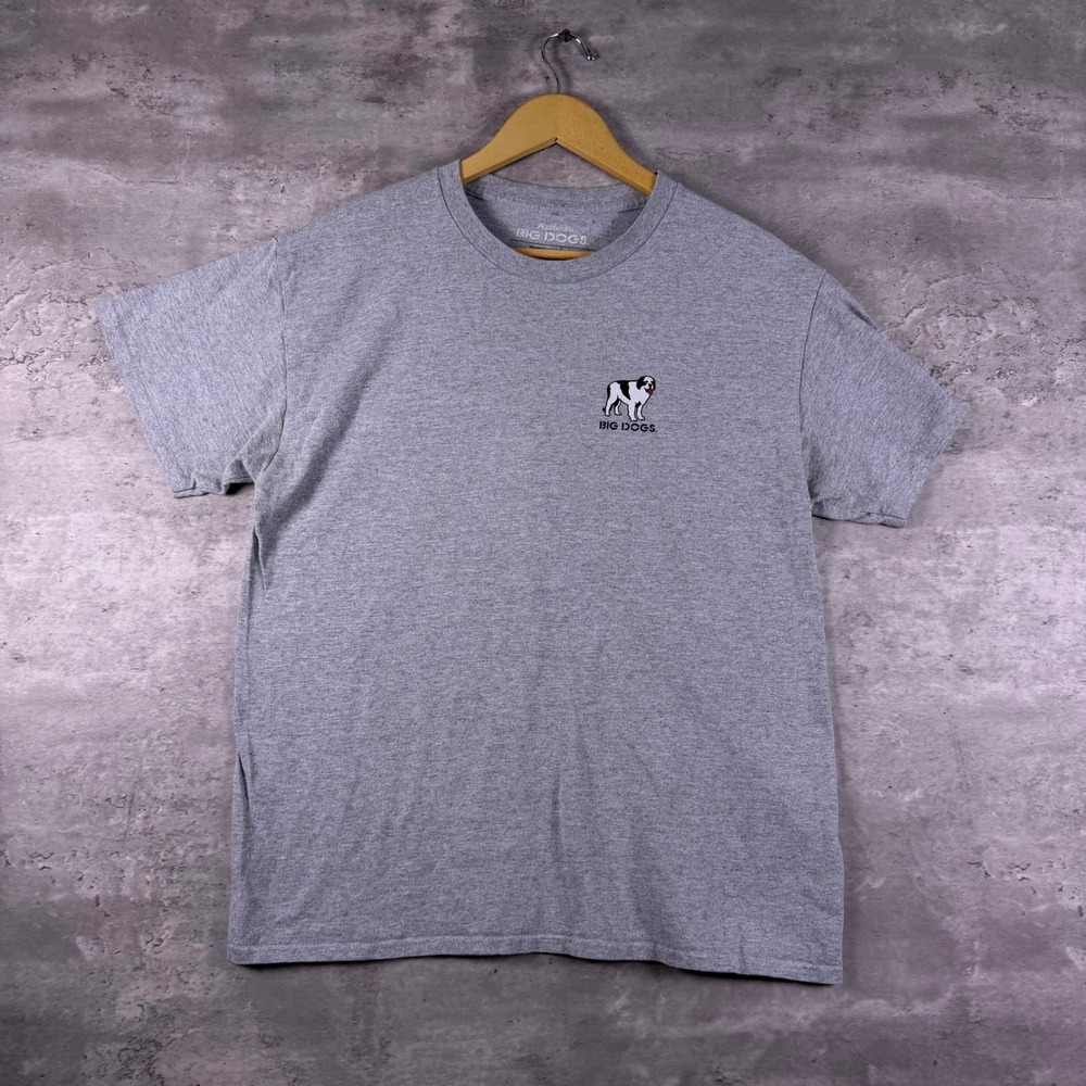y2k Big Dogs Graphic Tee Boxy Grey Mens Large If You Cant Run With The Big Dogs